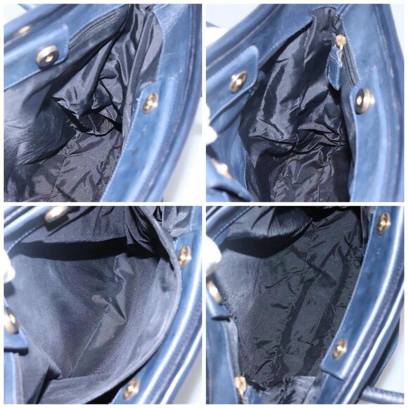 CELINE Tote Bag Nylon Navy Gold Auth - Picture 15 of 16